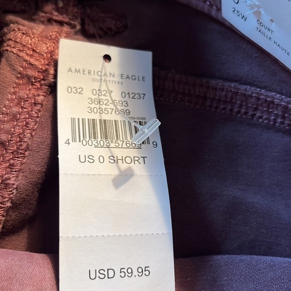 NWT American Eagle Hi Rise Belted Jegging Super Stretch Mauve 0 25W Short - Picture 12 of 12